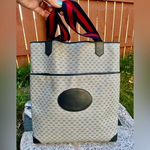 Gucci Made in Italy 1984 Stylish Blue Tote Bag with Navy Accents